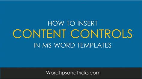 How To Add ‘content Controls To Ms Word Templates Ms Word Tips Tutorials Videos