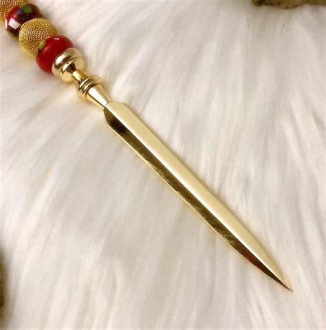 Beaded Gold Letter Opener One Of A Kind Beadable Gift Idea Etsy Canada