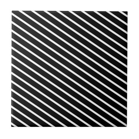 Black And White Diagonal Stripe Pattern Tile Zazzleca