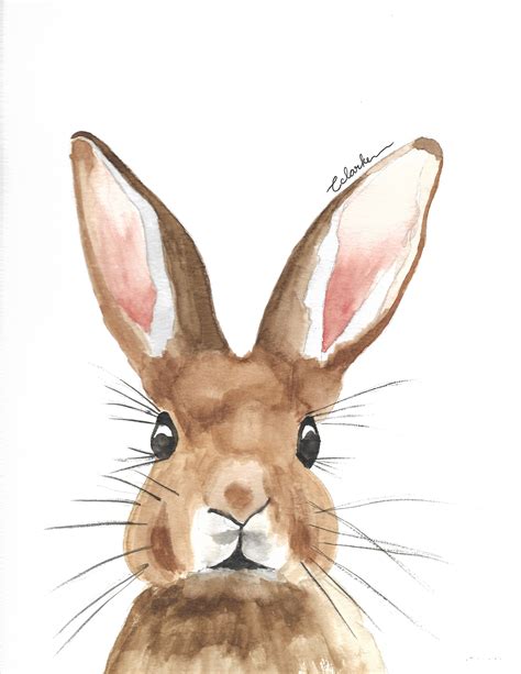 Bunny Watercolor Painting Wasserfarben Illustration Kaninchen