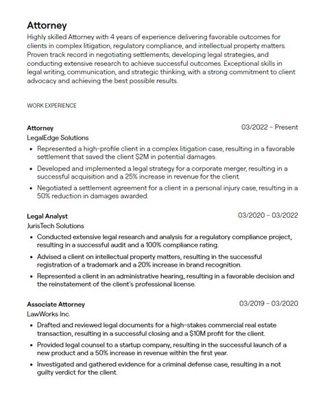 Attorney Resume Examples With Guidance