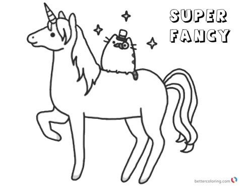 Pusheen Coloring Pages Super Fancy Unicorn Free Printable Coloring Pages