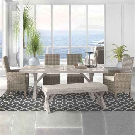 Beach House 6 Piece Dining Room Set With Bench P791
