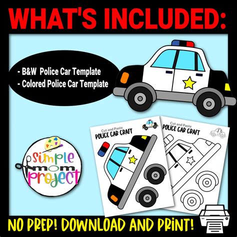 Police Car Cut And Paste Craft Simple Mom Project Store