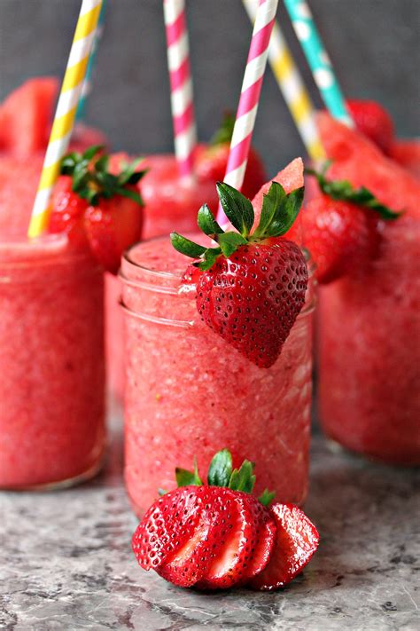 Boozy Strawberry Watermelon Slushies