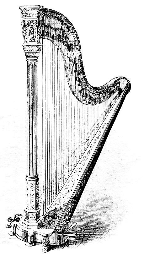 Harp Drawing Chalk Pastel 1900 Drawing Glatthaar Antique Signed
