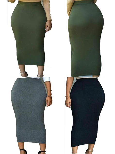 Hopiumy Thick Skirt Bodycon Slim High Waist Stretch Long Maxi Women Pencil Skirt