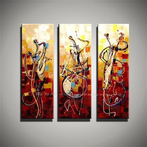 Vertical Music Art Knife Painting Canvas Abstract Modern 3 Piece Canvas