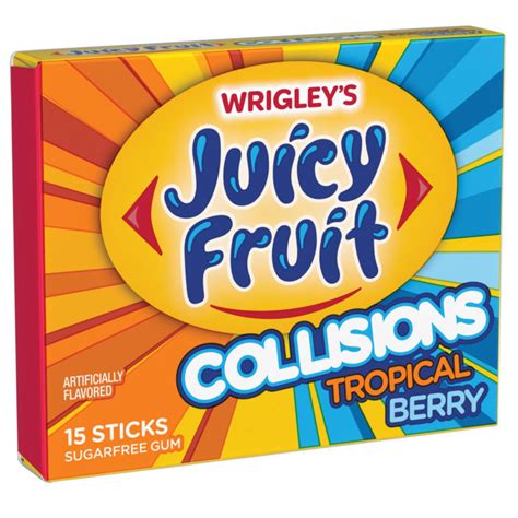 Wrigleys Juicy Fruit Collisions Tropical Berry Chewing Gum 15 Sticks 1