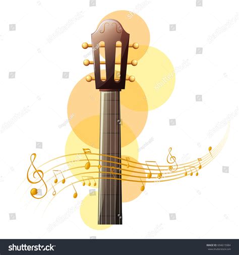 Acoustic Guitar Music Notes Background Illustration Stock Vector