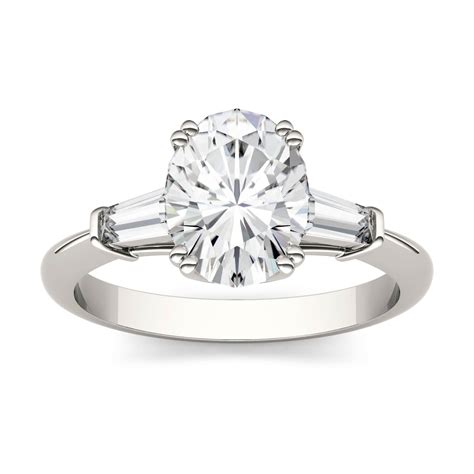 14k White Gold Oval Moissanite By Charles And Colvard Engagement Ring 2