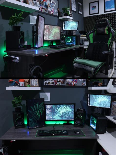 Green Setup With Plants Gaming Room Setup Video Game Room Design