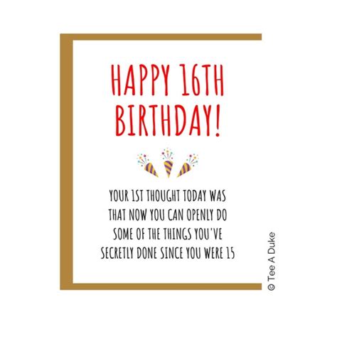 16th Birthday Card Funny 16th Birthday 16th Birthday T Etsy