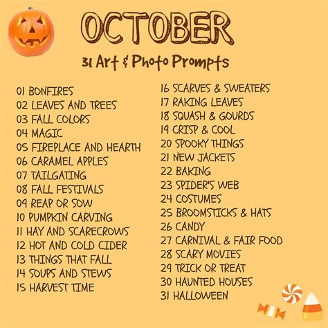 31 Art And Photo Creative Prompts For October Photo Prompts Art