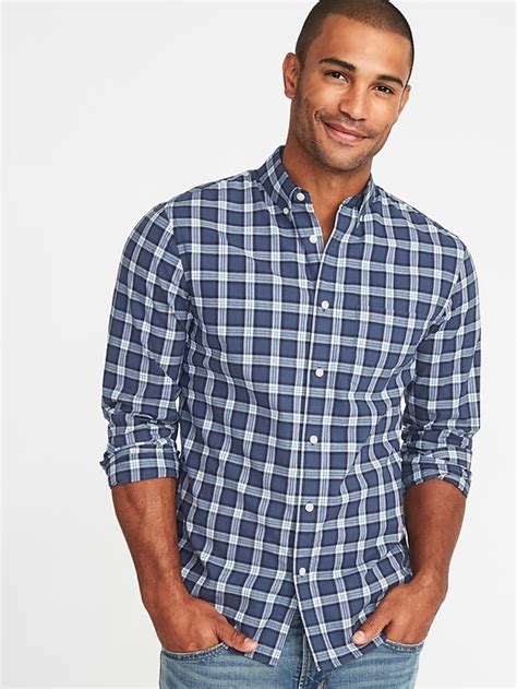 Old Navy Slim Fit Built In Flex Plaid Everyday Shirt For Men