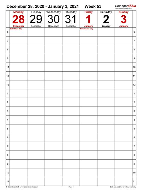 Are you looking for a printable calendar? Weekly calendar 2021 UK - free printable templates for Word