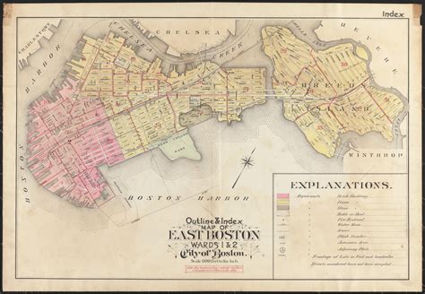 Outline And Index Map Of East Boston Wards 1 And 2 City Of Boston