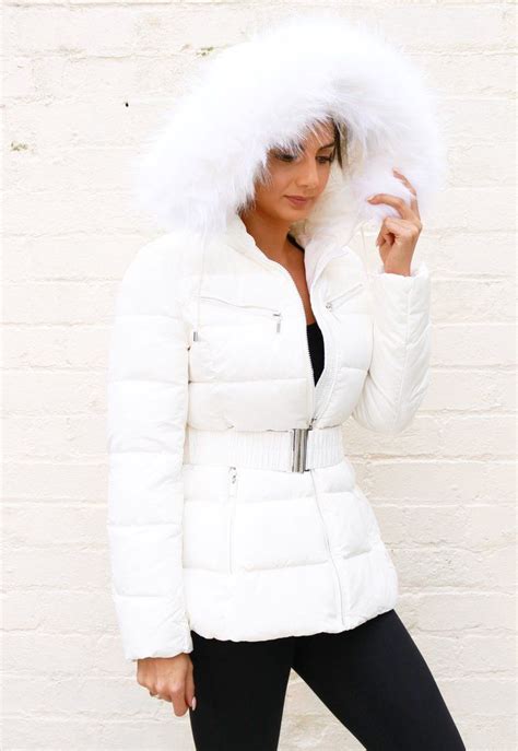 Harper Quilted Longline Hooded Puffer Coat With Faux Fur Trim And Belt In