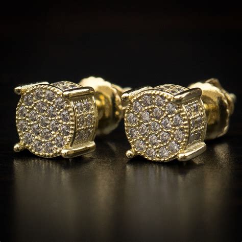 14k Yellow Gold 4 Prong Diamond Bullet Earrings