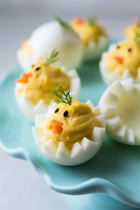 easy deviled egg chicks for easter garlic and zest