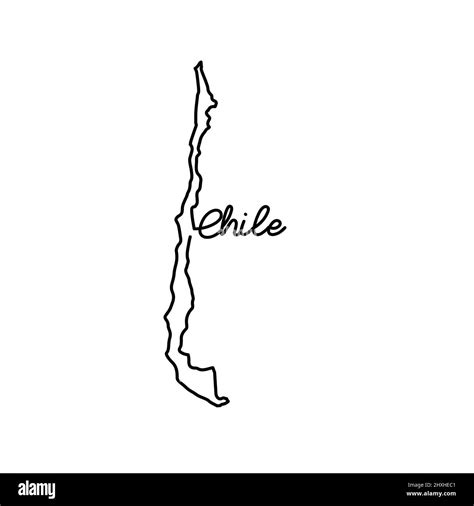 Chile Outline Map With The Handwritten Country Name Continuous Line