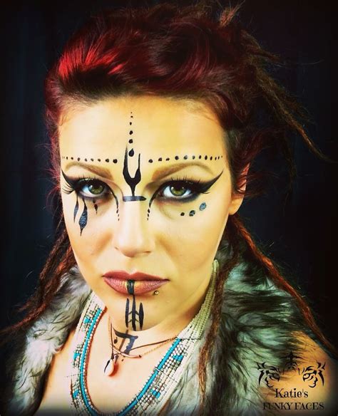 Katiesfunkyfaces Tribal Queen Green Brown And Black Eye Make Up With