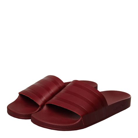 Adilette Slide Burgundy Leather Adidas