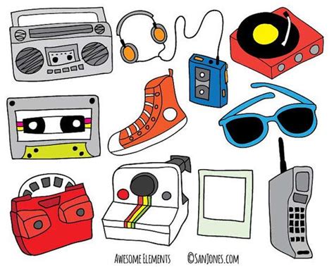 Picture books from the 80s and 90s. Hand drawn clip art 80's Clip art Retro Old by ...