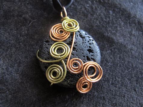 Naomi S Designs Handmade Wire Jewelry Wire Wrapped Spiral Lava Stone
