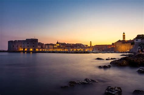 Dubrovnik Croatia During Sunset View Over Old Town Cityscape Beautiful