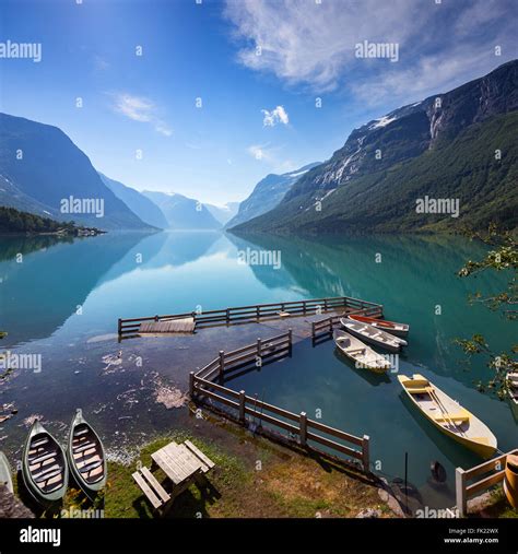 Lovatnet Lake Norway Panoramic View Stock Photo Alamy