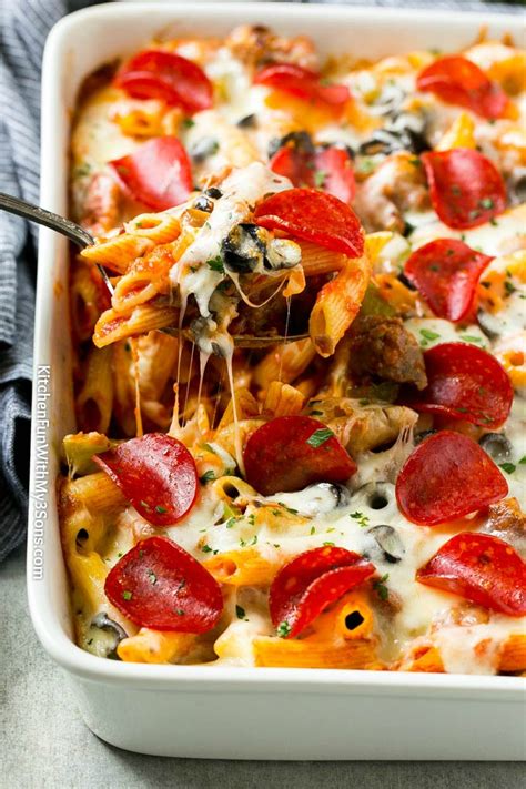 Easy Pizza Pasta Bake Kitchen Fun With My 3 Sons