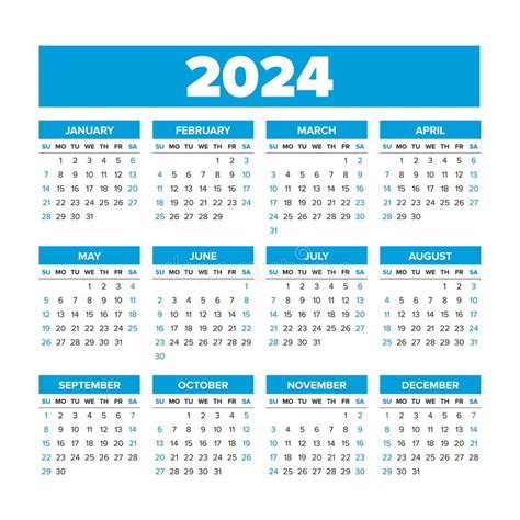 Un Calendario Semplice Da 2024 Anni Illustrazione Vettoriale