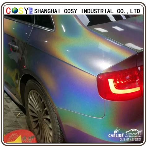 Rainbow Iridescent Holographic Vinyl Car Wrap 3 Layer Rainbow Chrome