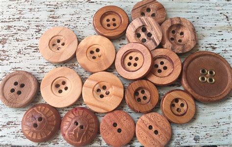 Wood Buttons Craft Buttons Etsy