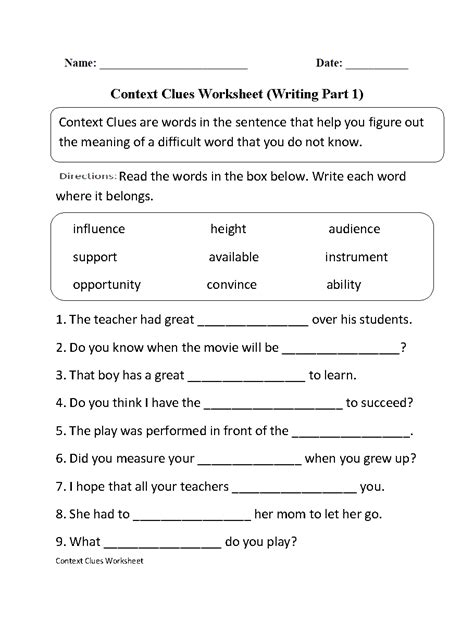 9th Grade Language Arts Worksheets