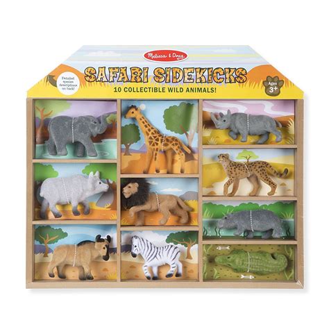 Melissa And Doug Safari Sidekicks Collectible Toy Animal Figures 10 Pcs