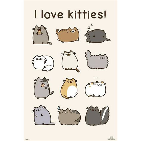 Pusheen The Cat Poster Print I Love Kitties Size 24 X 36