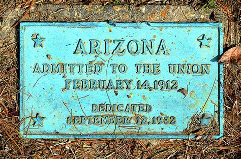 Arizona Admitted To The Union Plaque 2 Photograph By Arthur Swartwout