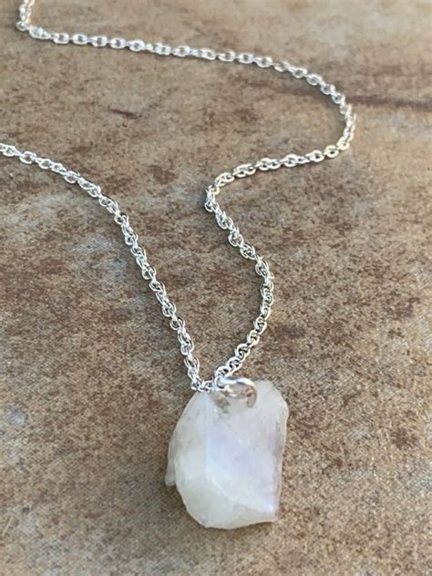 Raw Moonstone Necklace June Birthstone Healing Necklace Etsy