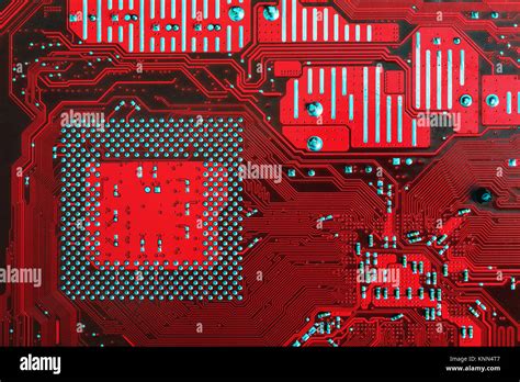 Red Circuit Board Background Of Computer Motherboard Circuit Board