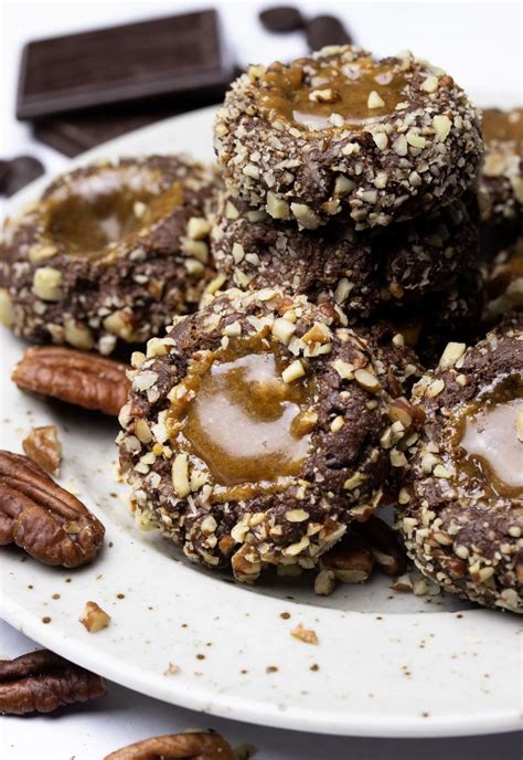 Pecan Covered Salted Caramel Filled Chocolate Turtle Cookies Recipe