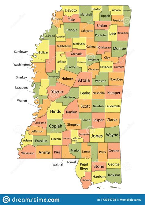 County maps for neighboring states: Mississippi County Map stock vector. Illustration of ...