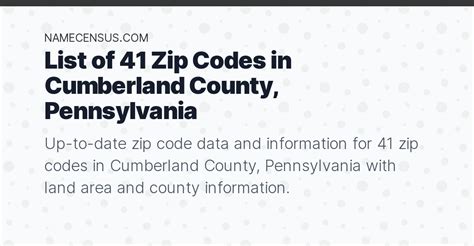 Cumberland County Zip Codes List Of 41 Zip Codes In Cumberland County