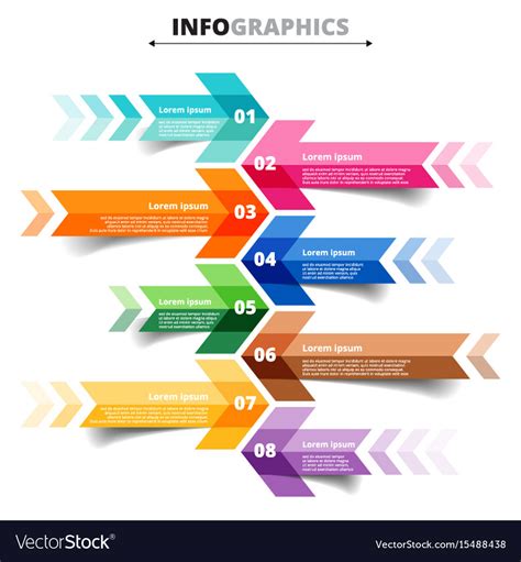 Template Infographic Arrows 8 Options Steps Vector Image