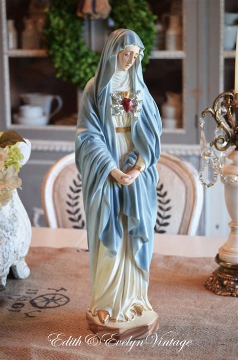 Vintage Seven Sorrows Virgin Mary Statue Church Statue Etsy