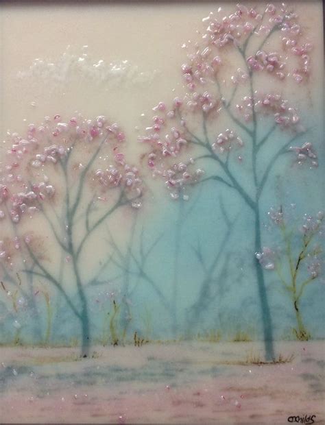 Fused Glass Painting Cherry Blossoms By Cdchilds On Etsy Glass