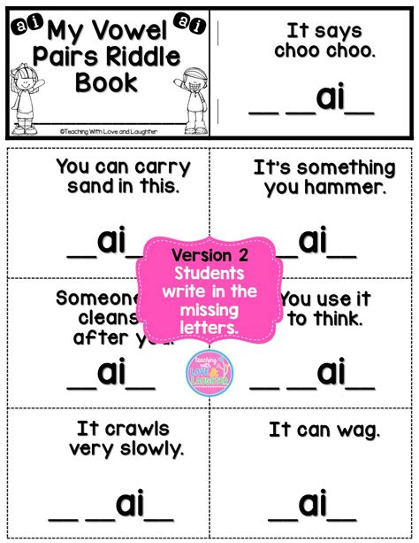 Teaching With Love And Laughter Flip Books For Vowel Pairs