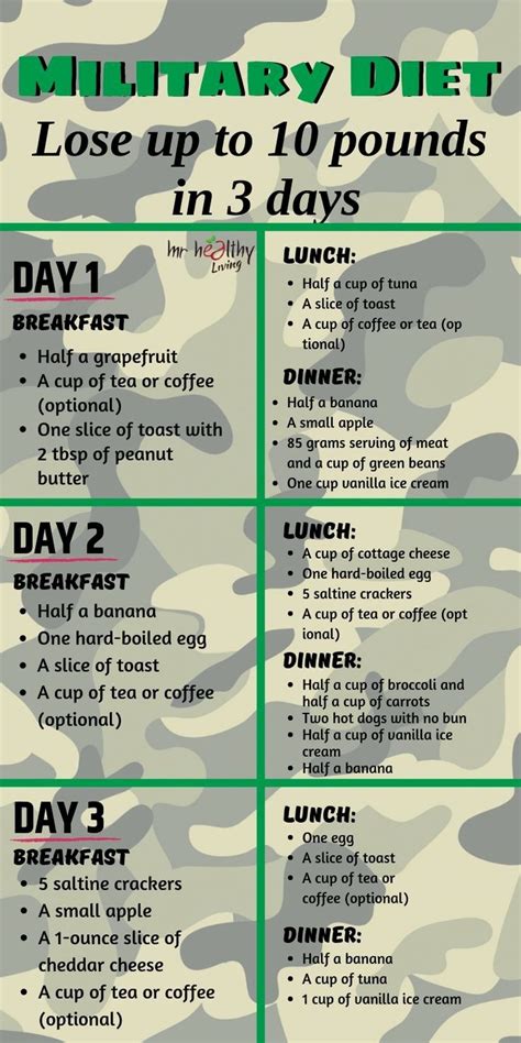 7 Day Military Diet Plan Printable