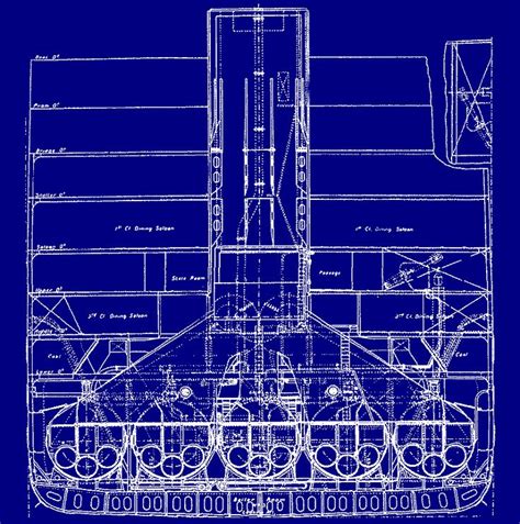 Titanic X Section Blueprint Boilers And Chimney Rms Titanic